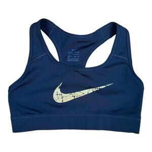 Nike Dri-Fit Sports Bra Women's XS Black Racerback Gold Logo Athleisure Sports